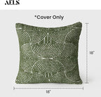 AELS Boho Decorative Textured Throw Pillow Covers 18x18, Modern Mid Century Rainbow Tufted Pillow Case, Farmhouse Rustic Geometric Woven Cushion Case for Bed Couch Sofa, Olive Green