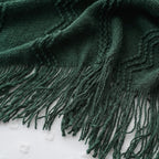 BATTILO HOME Christmas Décor Green Throw Blanket with Fringe, Geometric Bed Throws Dark Green Throws Decorative Throw Blanket for Couch, 50"x60"