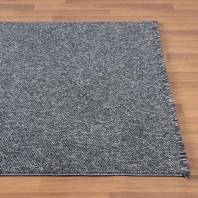 LUXE WEAVERS Solid Machine Woven Smoke 9x12 Area Rug, Indoor Stain-Resistant Carpet