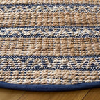 SAFAVIEH Natural Fiber Collection Area Rug - 7' Round, Navy & Natural, Flatweave Jute & Cotton, Ideal for The Entryway, Living Room, Foyer, Bedroom (NFB655N)