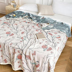 Scientific Sleep Bird Magpie on Hawthorn Tree 100% Cotton Muslin Blanket Throw Cover for Bed Couch Sofa Cozy Soft Reversible Bedding Blanket Bedspread Coverlet Twin 60 in x 80 in