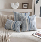Boho Throw Pillow Covers 20x20 Inch Set of 2, Farmhouse Decorative Couch Pillow Cases, Blue Accent Pillows of Bed, Sofa Bedroom Living Room Home Decor Cushion Cover