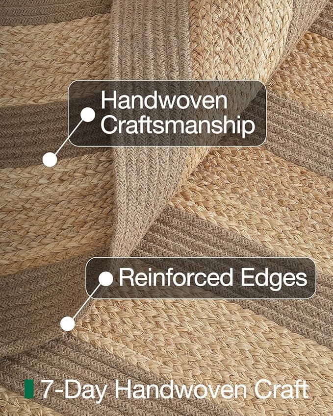 LUMI 8x10 Jute and Raffia Braided Area Rug for Living Room, Natural Woven Rugs Non Slip, Neutral Carpets No Shedding, Durable for High Traffic, Dining Room, Indoor, Outdoor, Patio