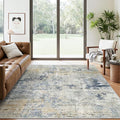 6x9 Abstract Area Rugs for Living Room 6 x 9 Washable Non Slip Low Pile Gray Rugs for Bedroom Dining Room Foldable Thin Blue Yellow