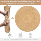 Ramanta Home Jute Braided Rug 8 Ft Round – Large Natural Farmhouse Area Rug, Handwoven Reversible Carpet for Living & Dinning Room, Bedroom, Kitchen, Nursery, Entryway – Boho Coastal Neutral Floor Mat