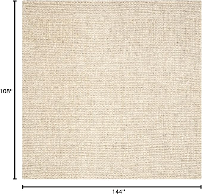 SAFAVIEH Natural Fiber Collection Area Rug - 9' x 12', Ivory, Handmade Farmhouse Jute, Ideal for High Traffic Areas in Living Room, Bedroom (NF730A)