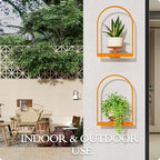 Orange Metal Wall Plant Holder - 3-Pack Wall Mounted Plant Stands and Hanging Holders for Indoor Planter and Flower Pot - Arch Decor Shelf for Plant Storage (Pot Not Included)