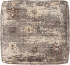 L. R. Resources, Inc. LR Home Vintage Floral Square Indoor Medium Pouf Ottoman, Taupe | Power-Loomed Polyester Foot Rest for Bedroom & Living Room Decor | 18 x 18 x 18 Filled Pouf for Seating
