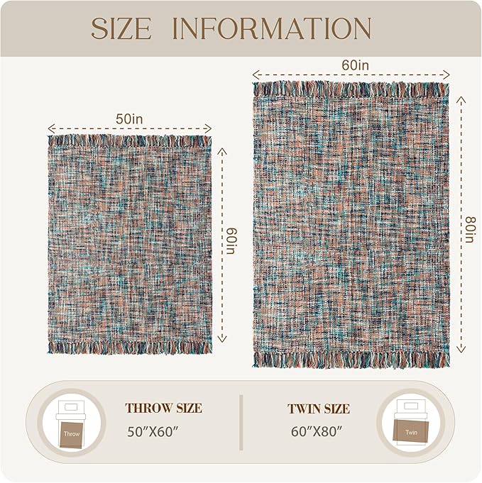 Multi-Color Pink Cable Woven Throw Blanket for Couch,60"X80" Boho Style Textured Blankets for Home Decor,Super Soft Warm Cozy Chunky Blanket with Decorative Tassels for Bed and Sofa