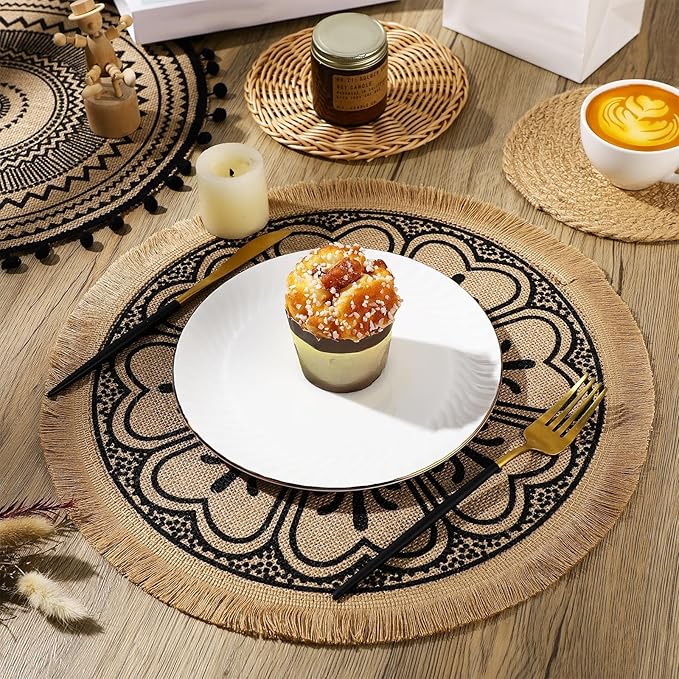 15 Pcs Boho Wall Basket Decor Brown Woven Rattan Seagrass Decor Hanging Rustic Farmhouse Western Wall Art Decoration for Nursery Living Room Bedroom Home Kitchen