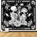 OIOVOIO The Lovers Tapestry Gothic Wall Tapestries Black and White Skeleton Mushroom Grunge Dark Witchy Wall Hanging for Home Decor Aesthetic Bedroom Living Room Dorm Decor (59"x51", Lovers)