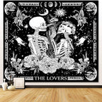 OIOVOIO The Lovers Tapestry Gothic Wall Tapestries Black and White Skeleton Mushroom Grunge Dark Witchy Wall Hanging for Home Decor Aesthetic Bedroom Living Room Dorm Decor (59"x51", Lovers)