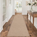 Easy Jute Rug 2.5x8: Indoor Outdoor Natural Boho Area Rugs for Hallway Patio Non Slip - Farmhouse Neutral Contemporary Carpet Mat for Entryway Kitchen Laundry Room Bedroom Washable