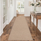 Easy Jute Rug 2.5x8: Indoor Outdoor Natural Boho Area Rugs for Hallway Patio Non Slip - Farmhouse Neutral Contemporary Carpet Mat for Entryway Kitchen Laundry Room Bedroom Washable
