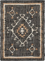 SAFAVIEH Kilim Collection Accent Rug - 2' x 3', Black & Ivory, Handmade Flat Weave Jute, Ideal for High Traffic Areas in Entryway, Living Room, Bedroom (KLM762Z)