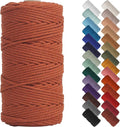 NOANTA Reddish Brown Macrame Cord 3mm x 220yards, Colored Macrame Rope Cotton Rope Macrame Yarn, Colorful Cotton Craft Cord for Wall Hanging, Plant Hangers, Crafts, Knitting