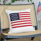 Jonhier 4th of July Throw Pillow Cover, Independence Day Patriotic Throw Pillow Case Tufted American Flag Pattern, Textured Cushion Cases Memorial Day Flag Day Decor for Sofa Bed (White, 18” x 18”)