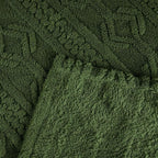 Superior Fleece Boho Jacquard Blanket, Decorative Blankets for Bedroom, Sofa, Fuzzy, Plush, Fluffy, Soft, Cute Room Decor, Beautiful Cover, Comfort Essentials, Arctic Collection, Full/Queen, Green