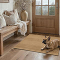 2x3 Textured Washable Entry Rug, Natural Woven Low-Profile Door Mat with Non-Slip TPR Backing, Light Brown, for Entryway, Kitchen, Laundry Room