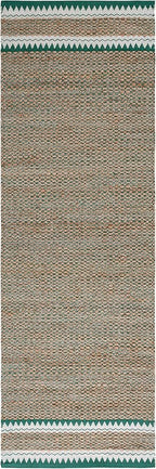 SAFAVIEH Natural Fiber Collection Runner Rug - 2'6" x 8', Natural & Green, Handmade Farmhouse Boho Coastal Rustic Jute, Ideal for High Traffic Areas in Living Room, Bedroom (NF874Y)