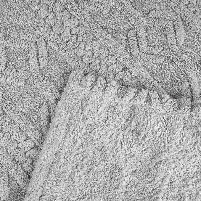Superior Fleece Boho Jacquard Blanket, Decorative Blankets for Bedroom, Sofa, Fuzzy, Plush, Fluffy, Soft, Cute Room Decor, Beautiful Cover, Comfort Essentials, Arctic Collection, Twin, Platinum