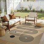 6x9 Jute Rug for Living Room: Farmhouse Carpet Indoor Outdoor Washable Non Slip Area Rug for Bedroom Patio Backyard Dining Room Table Home Office - Geometric Brown