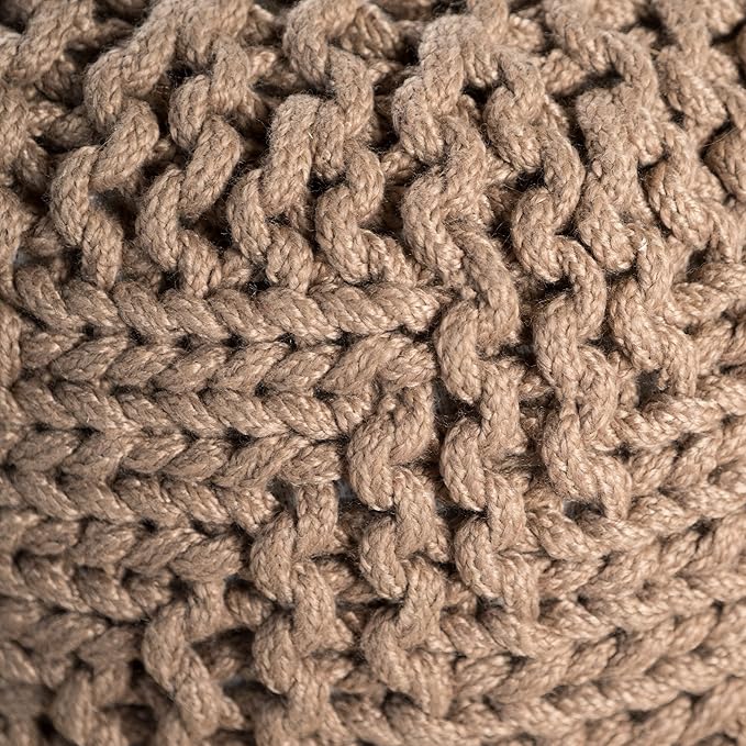 Christopher Knight Home Hazel Indoor / Outdoor Fabric Weave Pouf, Light Brown