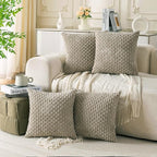 Set of 4 Taupe Decorative Throw Pillow Covers 18x18 Inch Corduroy Pillow Covers for Bed Couch Sofa Living Room Soft Square Cushion Cases