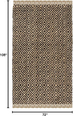 SAFAVIEH Natural Fiber Collection Area Rug - 6' x 9', Brown & Natural, Handmade Boho Diamond Tassel Jute, Ideal for High Traffic Areas in Living Room, Bedroom (NF266E)