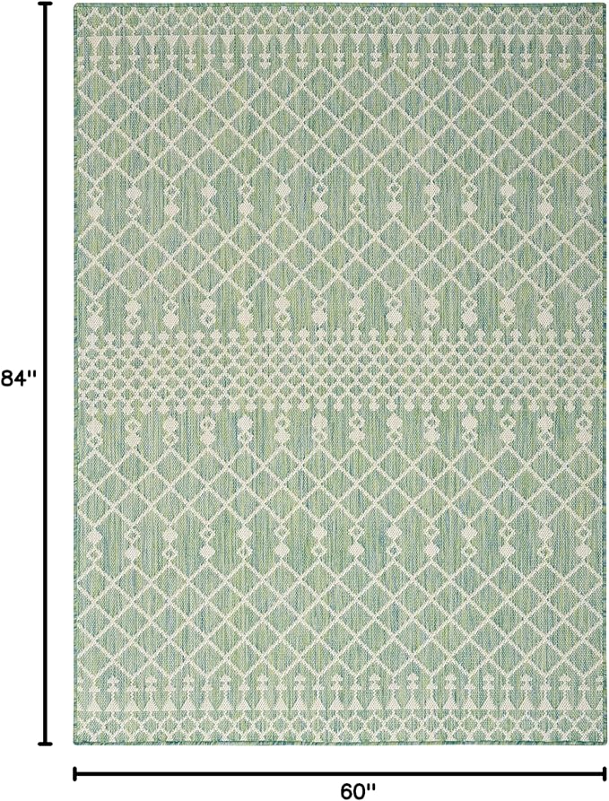 Nourison Home Positano Blue Green 5' x 7' Area Rug - Easy Clean, Non Shedding, Bed Room, Living Room, Dining Room, Kitchen (5' x 7')