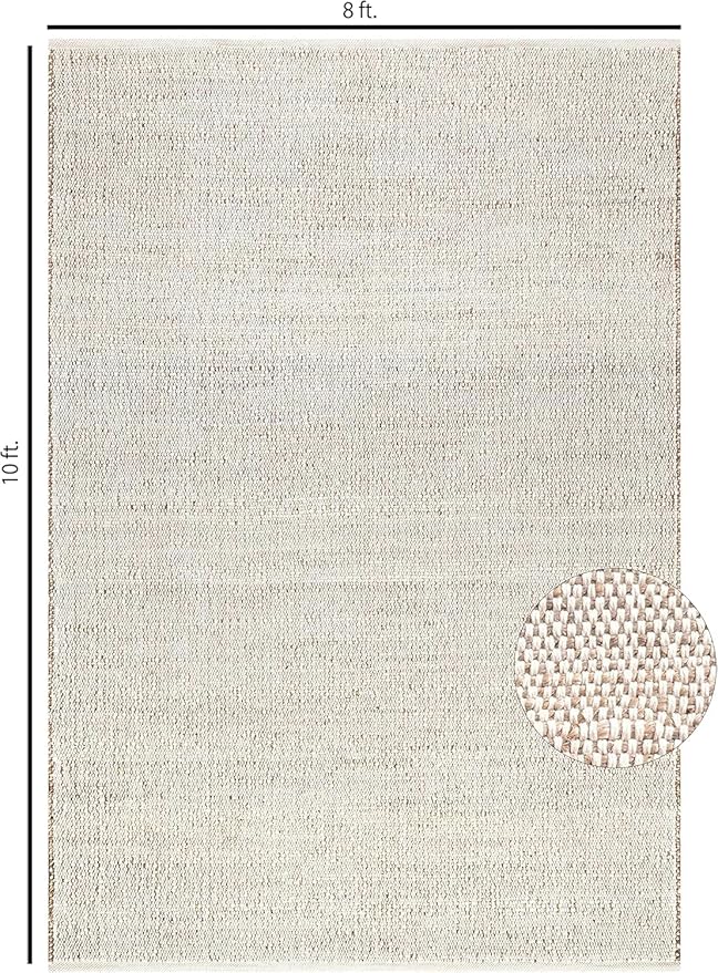 Jute Area Rug 6x9 Ft, Handmade Natural Braided Double Sided Rectangular Rug, Reversible Beige Woven Floor Carpet for Living Room, Bedroom, Dining Room & Farmhouse Decor