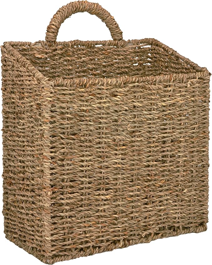 MyGift Wall Basket Hanging Storage Basket, Large Decorative Baskets, Magazine and Mail Organizer Basket 12.5 Inch