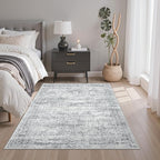 Area Rugs 4x6 for Living Room, Vintage Washable Rugs for Dining Room, Kitchen, Non-Slip Area Rug Grey
