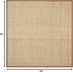 SAFAVIEH Area Rug 4' Square - Natural Fiber Collection - Natural & Brown, Seagrass, Basketweave Pattern with Border (NF114B)