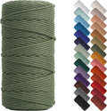 NOANTA Olive Green Macrame Cord 3mm x 220yards, Colored Macrame Rope Cotton Rope Macrame Yarn, Colorful Cotton Craft Cord for Wall Hanging, Plant Hangers, Crafts, Knitting