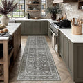 Black Runner Rug 2x8 Vintage Area Carpet Hallway Long Indoor Kitchen Washable Living Room Low Pile Traditional Distressed Retro Accent Throw Rug Non Slip Laundry Bathroom Office Dining Room