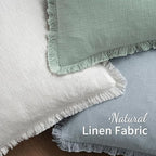 MIULEE Decorative Throw Pillow Covers Neutral Linen Fringe Throw Pillows Set of 2 Sky Blue Boho Farmhouse Cushion Covers for Couch Sofa Bed Living Room Spring Home Decor 18x18 Inch