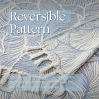 DOWN HOME Chenille Cotton Throw Blanket for Couch, Lightweight Boho Blanket for Bed Sofa Chair Living Room Outdoor Soft Woven Decorative Blanket with Tassel Gift Blue Leaves 55"x60"