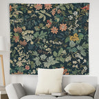 WNAGT Dark Green Floral Botanical Tapestry Wall Hanging, Cottage Core Decor, Nature Rustic Cottagecore Flower Plants Wall Blanket Decor for Home Bedroom Living Room Office, 50x60 Inch