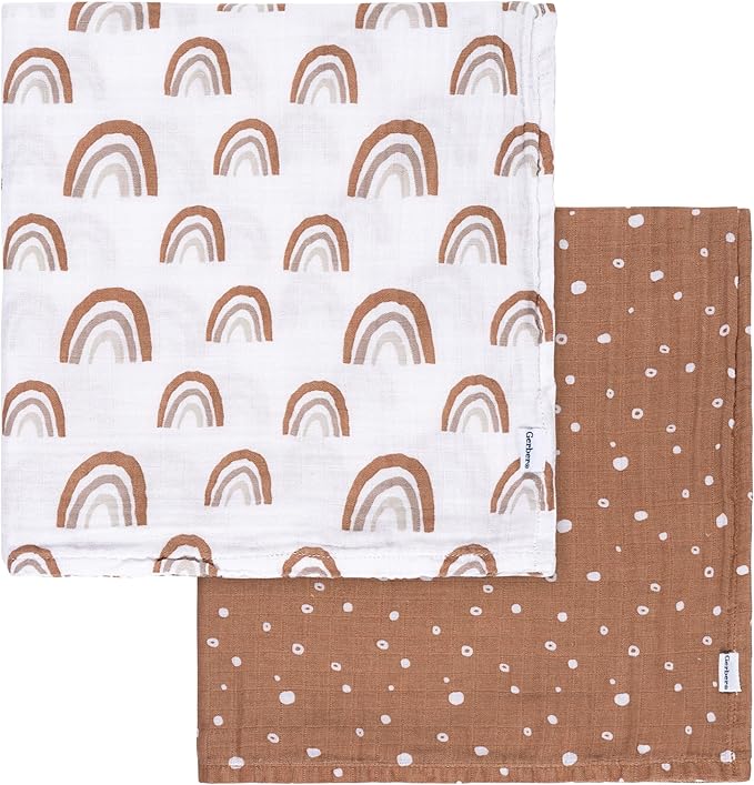 Gerber Baby Unisex 2-Pack Muslin Blanket, Boho Rainbow, One Size