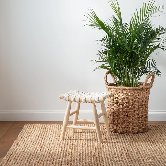 Dash & Albert Dunes Natural Handwoven Jute Rug, 7.5 X 9.5 Feet, Tan Solid Pattern