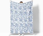 Floral Blanket Blue Floral Throw Blanket, Botanical Flowers Blankets, Soft, Flannel, Warm, Boho Flowers Bed Blankets All Season for Couch Bedroom Living Room, Blue-3 50X60 Inch