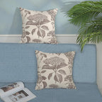 Tan Khaki Pillow Covers 18x18 Set of 2 Vintage Boho Floral Hydrangea Herbs Botanical Throw Pillow Cover Outdoor Flower Decorative Pillowcase Linen Farmhouse Cushion Case Decor for Couch Sofa