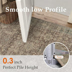 5x7 Washable Area Rug for Living Room Bedroom Vintage Rust Red Soft Low Pile Carpet Traditional Retro Non Slip Throw Rug for Dining Room Entryway Indoor Dorm Kitchen