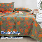 100% Cotton Muslin Blanket Jacquard Ginkgo Leaf Floral Pattern Quilt, Soft Bed Cover Lightweight Breathable Gauzy Reversible Bedspread Coverlet Bedding Full/Queen(78"x94"), No Pillow Sham
