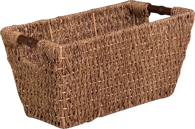 Honey-Can-Do Seagrass Basket w/Handles - Med STO-02965 Natural