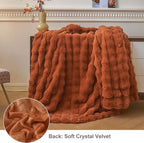 LIFEREVO Fluffy Faux Rabbit Fur Bubble Throw, Plush Shaggy Blanket for Couch Sofa Chair, Soft Cute Furry Bed Blanket Adults Kids Teens Girls, Fuzzy Throw for Bedroom Living Room, 50x60, Burnt Orange