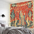 FEASRT European Royal Unicorn with Lion Tapestry, Maiden and Lady, Large 100x90 Inches Soft Flannelette, for Bedroom Living Room Dorm
