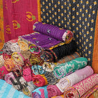 Marubhumi Vintage Kantha Quilt – Handmade Reversible Cotton Throw Blanket with Assorted Patchwork | Boho-Style Decorative Bedding for Sofa, Couch, Bed & Picnic | 1 Pc