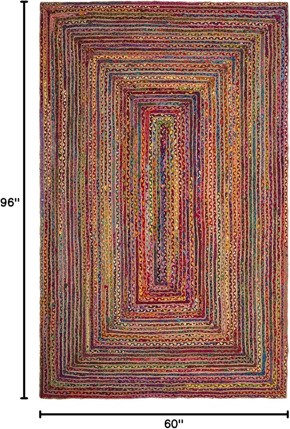 SAFAVIEH Area Rug 5x8 - Cape Cod Collection - Red & Multi, Handmade Jute & Cotton, Woven Braided Design (CAP202A)